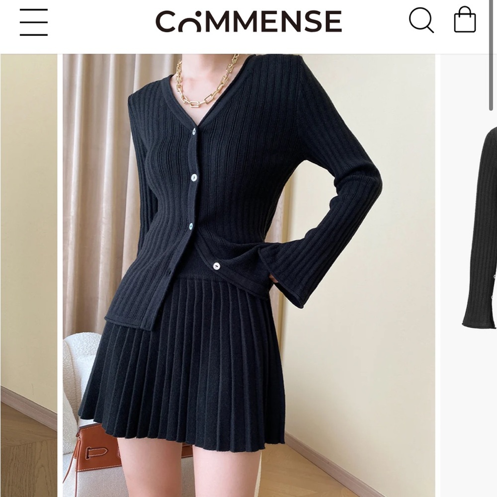 Commense Leisure Long Sleeve Two Piece Skirt Set